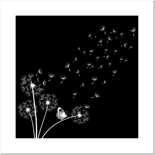 Dandelions and Butterfly Nature-Inspired Design, Botanical Art Posters and Art